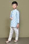 Shop_Petite Pomme_Blue Silk Embroidery Art Nouveau Kurta With Churidar _Online_at_Aza_Fashions