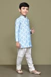 Petite Pomme_Blue Silk Embroidery Art Nouveau Kurta With Churidar _at_Aza_Fashions