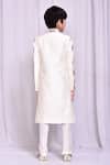 Shop_Samyukta Singhania_White Silk Floral Vine Embroidered Sherwani _at_Aza_Fashions