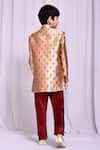 Shop_Petite Pomme_Beige Jacquard Asymmetric Sherwani _at_Aza_Fashions