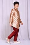 Petite Pomme_Beige Jacquard Asymmetric Sherwani _at_Aza_Fashions