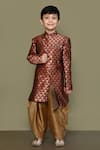 Buy_Petite Pomme_Maroon Jacquard, Silk Woven Sherwani And Patiala Pant Set _at_Aza_Fashions