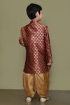 Shop_Petite Pomme_Maroon Jacquard, Silk Woven Sherwani And Patiala Pant Set _at_Aza_Fashions