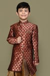 Buy_Petite Pomme_Maroon Jacquard, Silk Woven Sherwani And Patiala Pant Set _Online_at_Aza_Fashions