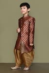 Shop_Petite Pomme_Maroon Jacquard, Silk Woven Sherwani And Patiala Pant Set _Online_at_Aza_Fashions