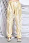 Buy_Petite Pomme_Blue Jacquard, Chanderi Asymmetric Sherwani And Churidar Set 