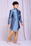 Buy_Samyukta Singhania_Blue Jacquard, Chanderi Asymmetric Woven Sherwani And Churidar Set 