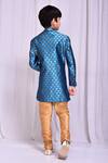 Shop_Petite Pomme_Blue Jacquard Embroidery Mandala Butti Pattern Sherwani _at_Aza_Fashions