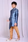 Shop_Petite Pomme_Blue Jacquard Embroidery Mandala Butti Pattern Sherwani _Online_at_Aza_Fashions