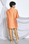 Shop_Petite Pomme_Orange Jacquard Embroidery Flower Vine Pattern Sherwani _at_Aza_Fashions