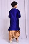 Shop_Petite Pomme_Blue Silk, Cotton Zari Placement Embroidered Kurta With Dhoti Pant _at_Aza_Fashions