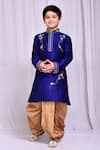Buy_Petite Pomme_Blue Silk, Cotton Zari Placement Embroidered Kurta With Dhoti Pant _Online_at_Aza_Fashions