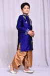 Buy_Petite Pomme_Blue Silk, Cotton Zari Placement Embroidered Kurta With Dhoti Pant 