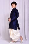 Shop_Samyukta Singhania_Blue Kurta Dupion Art Silk Plain Mandarin Collar And Dhoti Pant Set _Online_at_Aza_Fashions