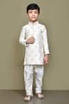 Buy_Petite Pomme_White Silk Embroidery Gota Kurta _at_Aza_Fashions