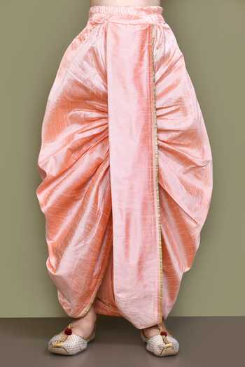Petite Pomme_Cream Silk Embroidery Bouquet Kurta And Dhoti Pant Set _at_Aza_Fashions