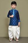 Buy_Samyukta Singhania_Blue Silk Embroidery Mughal Kurta Set _at_Aza_Fashions