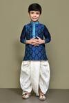 Samyukta Singhania_Blue Silk Embroidery Mughal Kurta Set _Online_at_Aza_Fashions
