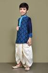 Shop_Samyukta Singhania_Blue Silk Embroidery Mughal Kurta Set _Online_at_Aza_Fashions
