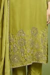 Enamour By Radha_Green Bember Satin Placement Embroidered Floral Boat Neck Tunic Pant Set _Online_at_Aza_Fashions