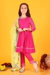 Buy_JILMIL DREAMWEAR_Magenta Crepe Embellished Gota Sleeve Anarkali Set _at_Aza_Fashions