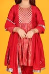 Shop_JILMIL DREAMWEAR_Red Silk Gota Patti Work Anarkali Pant Set _Online_at_Aza_Fashions