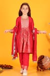 Buy_JILMIL DREAMWEAR_Red Silk Gota Patti Work Anarkali Pant Set _at_Aza_Fashions