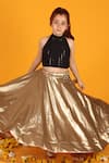 Buy_JILMIL DREAMWEAR_Gold Cotton Embellished Sequin Metallic Lehenga And Crop Top Set _at_Aza_Fashions