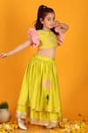 JILMIL DREAMWEAR_Yellow Silk Embroidery Lotus Placement Lehenga And Blouse Set _at_Aza_Fashions