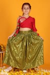 Buy_JILMIL DREAMWEAR_Green Cotton Woven Linear Lehenga And Blouse Set _Online_at_Aza_Fashions