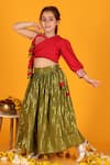 JILMIL DREAMWEAR_Green Cotton Woven Linear Lehenga And Blouse Set _at_Aza_Fashions