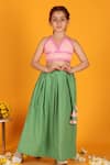 Buy_JILMIL DREAMWEAR_Green Cotton Embroidery Mirror Pleated Lehenga And Blouse Set _at_Aza_Fashions