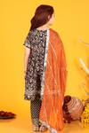 Shop_JILMIL DREAMWEAR_Black Cotton, Chiffon Gota Patti, Fringe Floral Print Anarkali Set _at_Aza_Fashions