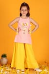 Buy_JILMIL DREAMWEAR_Peach Cotton Embroidery Flamingo Kurta And Sharara Set _at_Aza_Fashions