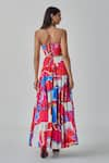 Shop_Saaksha & Kinni_Pink Cambric Square Hannah Ikat Flared Maxi Dress _at_Aza_Fashions