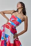 Buy_Saaksha & Kinni_Pink Cambric Square Hannah Ikat Flared Maxi Dress _Online_at_Aza_Fashions