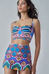 Buy_Saaksha & Kinni_Blue Cambric Printed Ikat Sia Skort _Online_at_Aza_Fashions