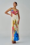 Buy_Saaksha & Kinni_Ivory Chiffon Embroidered Mirror V Neck Chrissy Floral Print Maxi Dress_at_Aza_Fashions