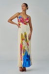 Buy_Saaksha & Kinni_Ivory Chiffon Embroidered Mirror V Neck Chrissy Floral Print Maxi Dress _at_Aza_Fashions