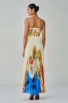 Shop_Saaksha & Kinni_Ivory Chiffon Embroidered Mirror V Neck Chrissy Floral Print Maxi Dress_at_Aza_Fashions
