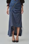 Buy_Saaksha & Kinni_Blue Denim Plain Kesha Asymmetric Hem Skirt _Online_at_Aza_Fashions