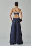 Shop_Saaksha & Kinni_Blue Denim Quilted Scoop Square Neck Lara Bralette _at_Aza_Fashions