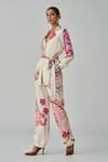 Buy_Saaksha & Kinni_Ivory Habutai Printed Paisley Lapel Collar Malaika Jacket_Online_at_Aza_Fashions