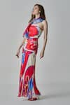 Buy_Saaksha & Kinni_Pink Chiffon Printed Ikat Tube Neck Jennifer Maxi Dress _Online_at_Aza_Fashions