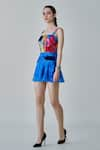 Buy_Saaksha & Kinni_Blue Chiffon Printed Floral Square Neck Erin Short Dress _Online_at_Aza_Fashions