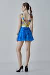 Shop_Saaksha & Kinni_Blue Chiffon Printed Floral Square Neck Erin Short Dress _at_Aza_Fashions