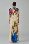 Shop_Saaksha & Kinni_Ivory Chiffon Printed Floral Monica Long Skirt_at_Aza_Fashions