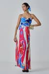 Buy_Saaksha & Kinni_Multi Color Chiffon Printed Ikat Sweetheart Layla Maxi Dress _at_Aza_Fashions