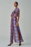 Buy_Saaksha & Kinni_Blue Cotton Silk Printed Ikat Round Sasha Kaftan _Online_at_Aza_Fashions