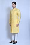 Shop_Aryavir Malhotra_Yellow Banglori Silk Plain Front Buttons Kurta With Pant _Online_at_Aza_Fashions